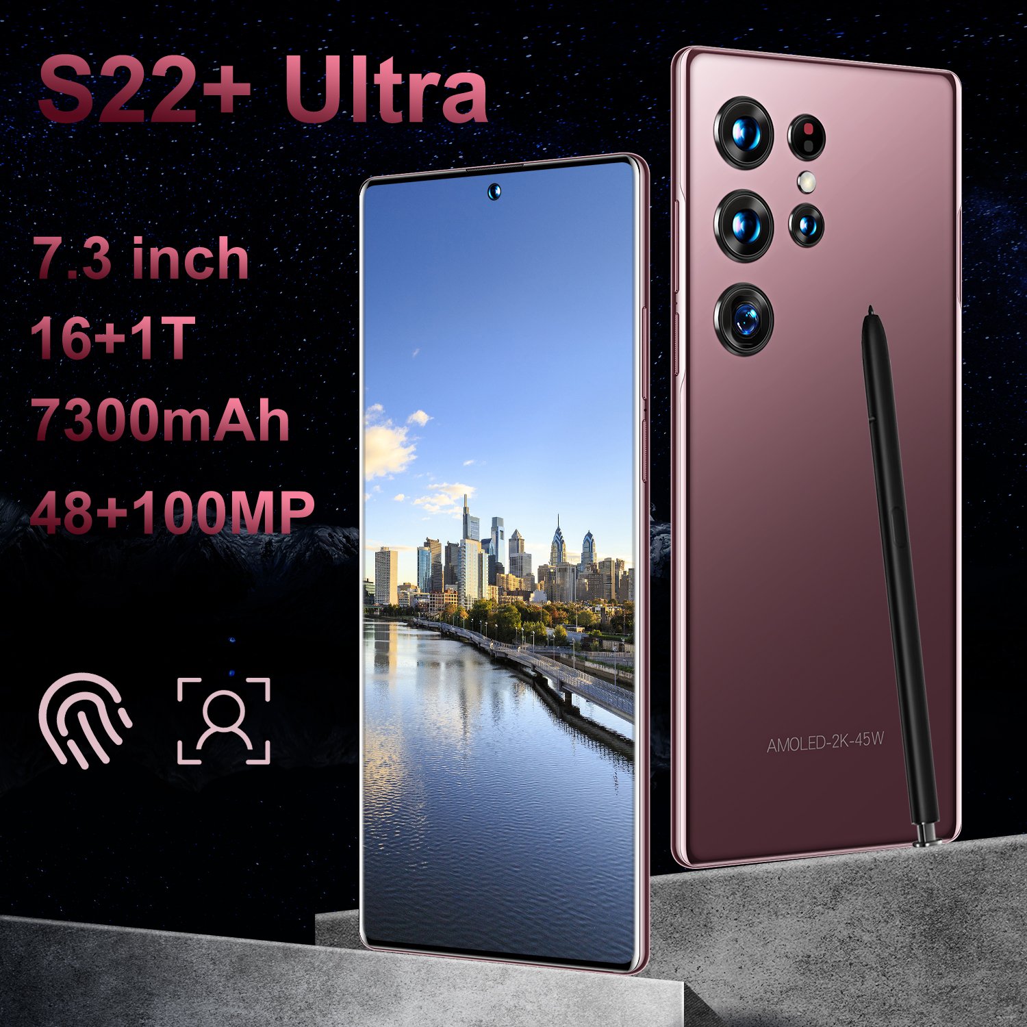 S22 Ultra Smartphone Original 7.3 inch 16GB 1TB Cell Phone Unlocked Mobile Phones Celulares Smartphones Global Version 5G Phone
